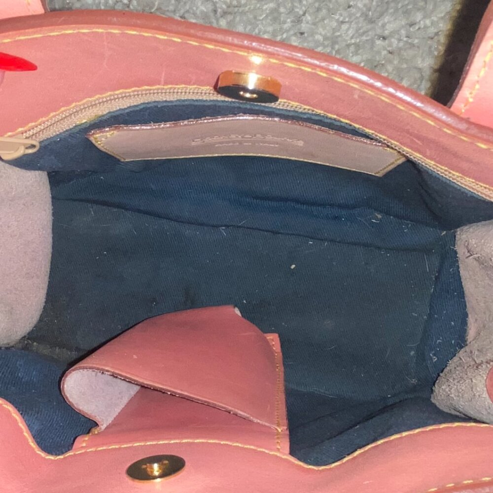 Vintage Y2K Dooney & Bourke Monogram Denim Pink Leather Top Handle Bag - Picture 4 of 9